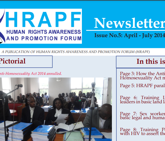 Fifth issue of the HRAPF Newsletter April – July 2014