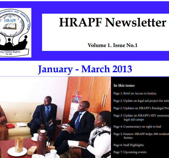 HRAPF Newsletter First Issue 2013