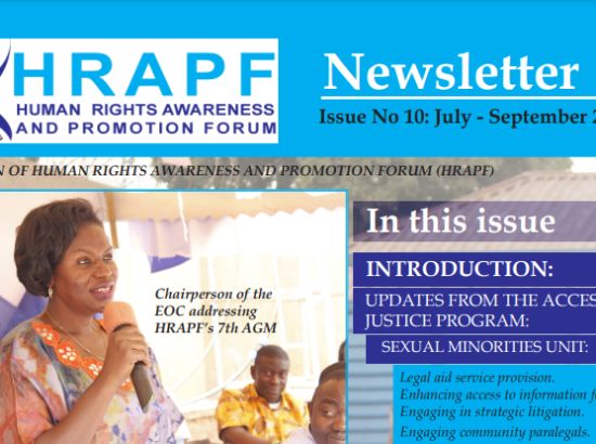 Tenth issue of the HRAPF Newsletter